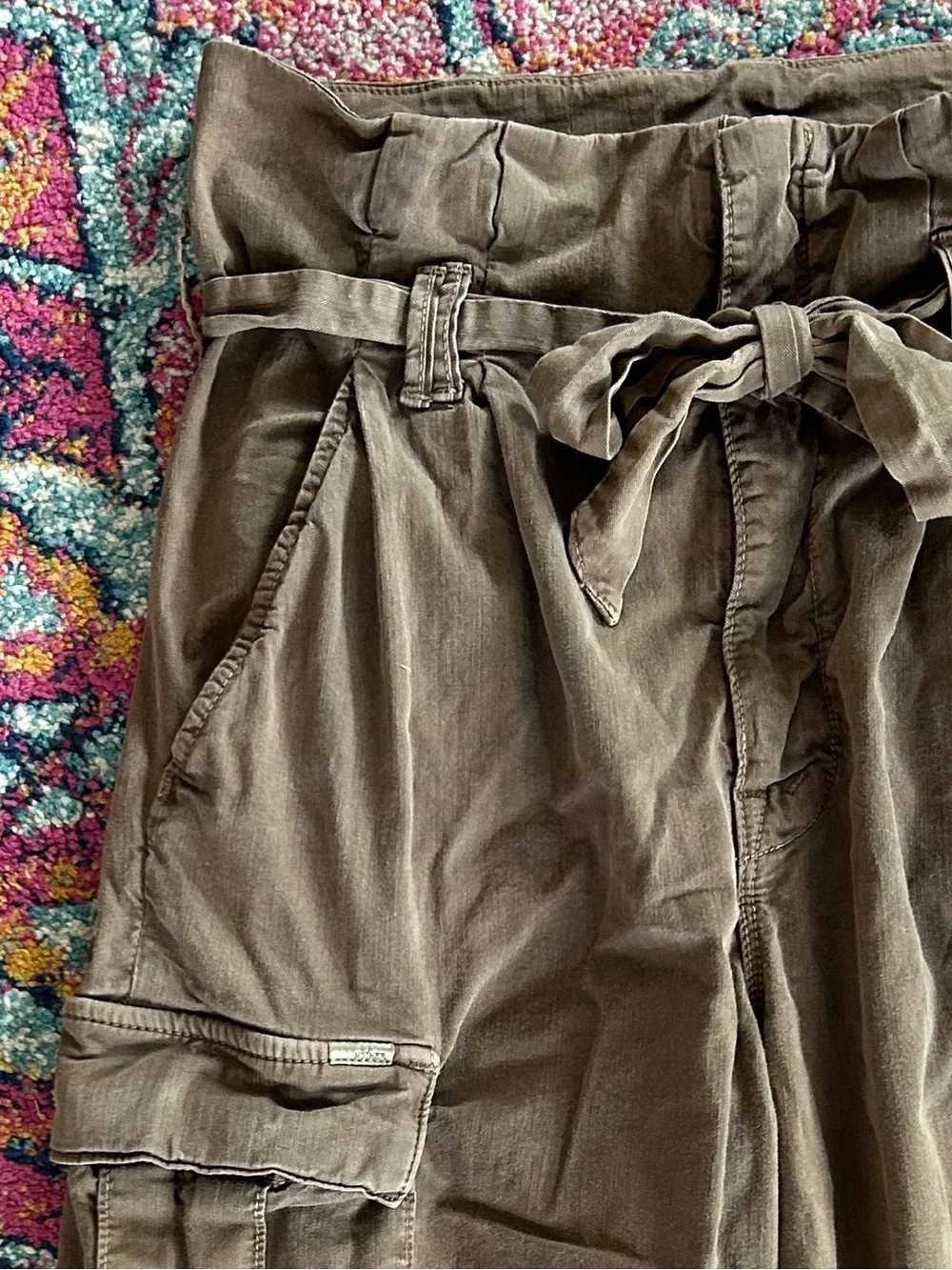 MOTHER | Women’s Brown Greaser Paperbag Pleated Belted Cargo Ankle Pants Size 26